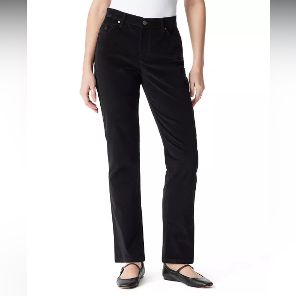 Gloria Vanderbilt Womens Amanda Corduroy High Rise Straight Leg Pants Average 10